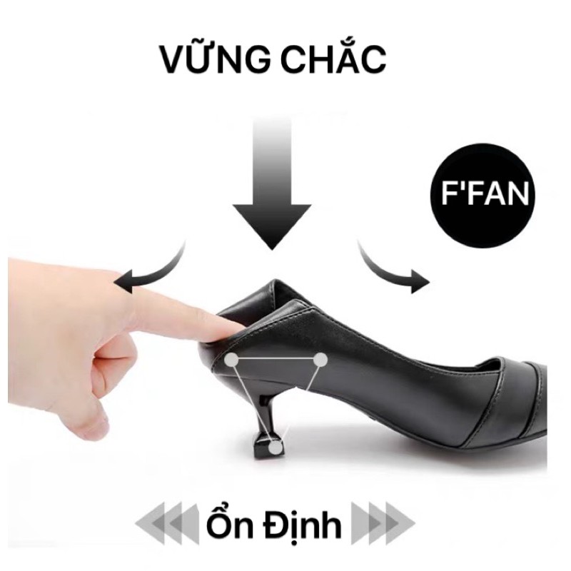 Giày Gót Nhọn [Da THẬT] Da Mềm Như Bún Cao Gót Công Sở Văn Phòng Nữ Vạt Ngang FFAN STORE