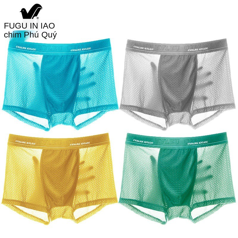 Fugui Bird Ice Silk Quần lót nam Boxer kháng khuẩn Mùa hè đùi thoáng khí cho bé trai