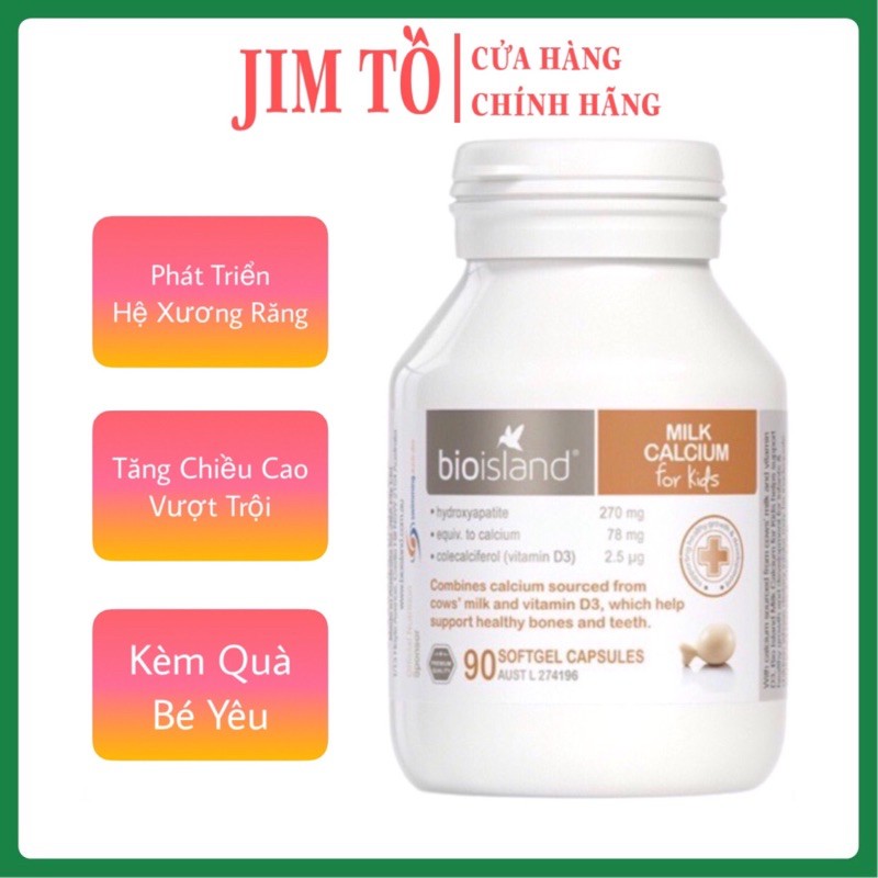 Canxi bioisland cho bé, canxi sữa bio island  làm từ sữa bò 90 viên shop Jim Tồ