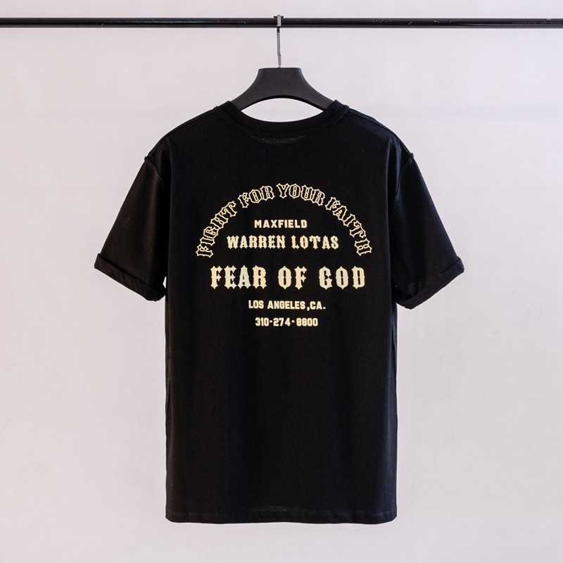 Áo thun ngắn tay cổ tròn họa tiết FEAR OF GOD thời trang dành cho nam