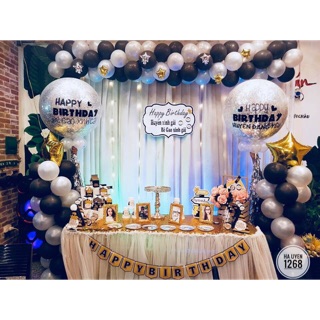 Combo set bàn tiệc trang trí SN cao cấp+ set bóng Jumbo