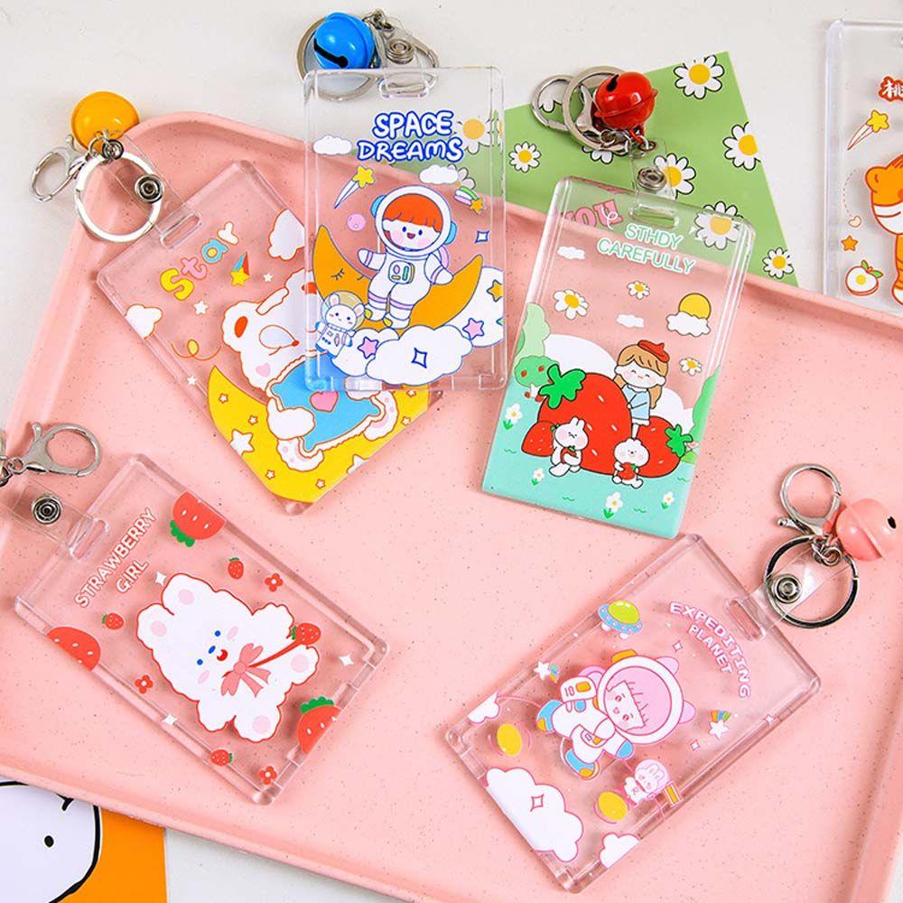 Ví Đựng Thẻ Trong Suốt Họa Tiết Hoạt Hình Dễ Thương Kèm Móc Khóa Tiện Dụng Ốp