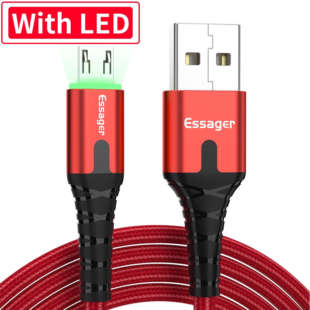 Cáp sạc nhanh Essager đầu cắm Micro USB tích hợp Led cho điện thoại Android Oppo Vivo Samsung