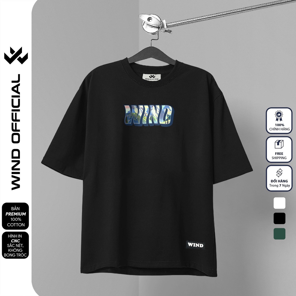 Áo thun tay lỡ unisex WIND Mountain 65% cotton phông form rộng nam nữ oversize
