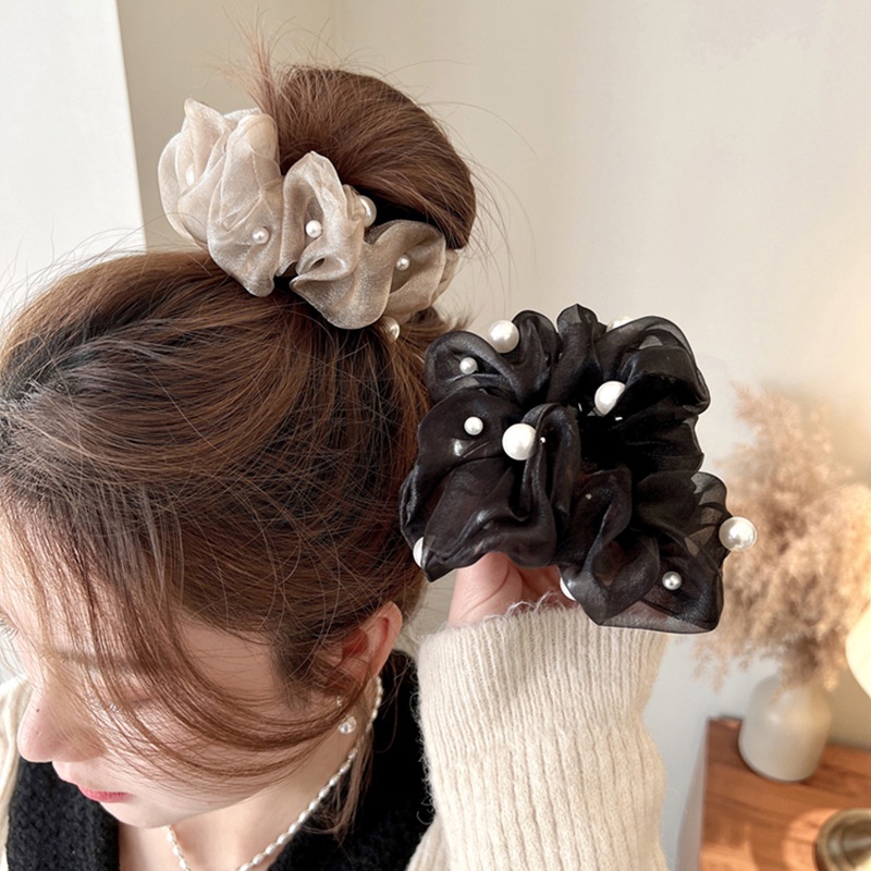 Dây Buộc Tóc Vải Lưới Đính Hoa Và Ngọc Trai Nhân Tạo Thời Trang 2022
