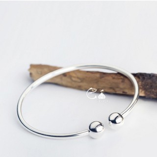 Kiềng tay vòng tay nữ bạc s925 2 đầu bi Cá jewelry KIENG1