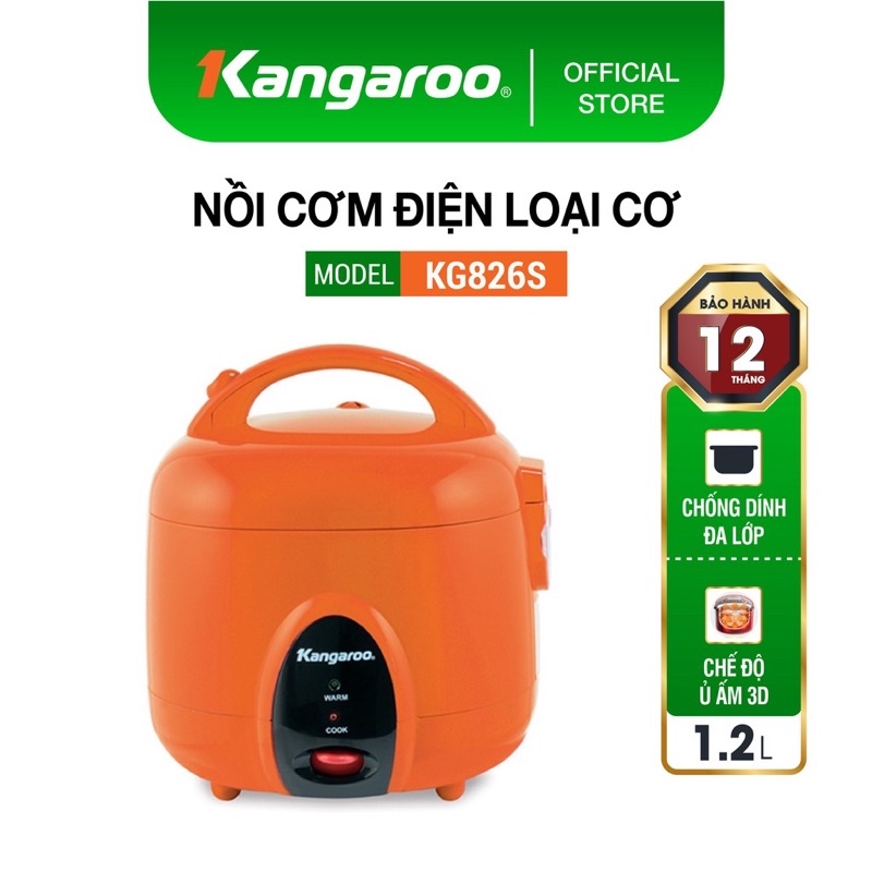 (Rẻ Vô Địch) NỒI CƠM ĐIÊN KANGAROO KG-826S DUNG TÍCH 1,2L BẢO HÀNH 12 THÁNG