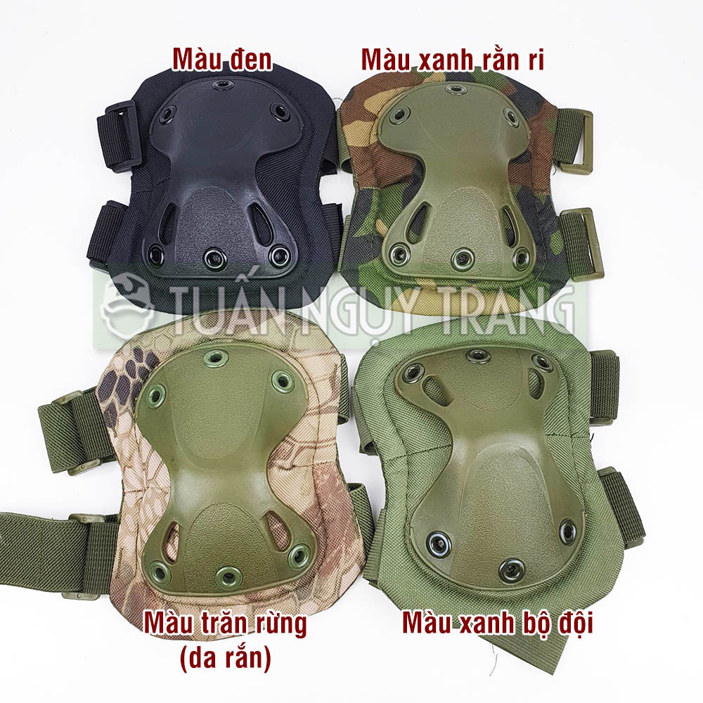 Bộ giáp 4 miếng bảo vệ đầu gối &amp; khuỷu tay màu lính