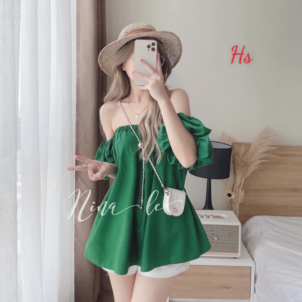 Áo Trễ Vai Nữ Chun Ngực 🦋 Áo Hở Vai Nữ Bánh Bèo Vải Lụa Thô Nhiều Màu 🦋