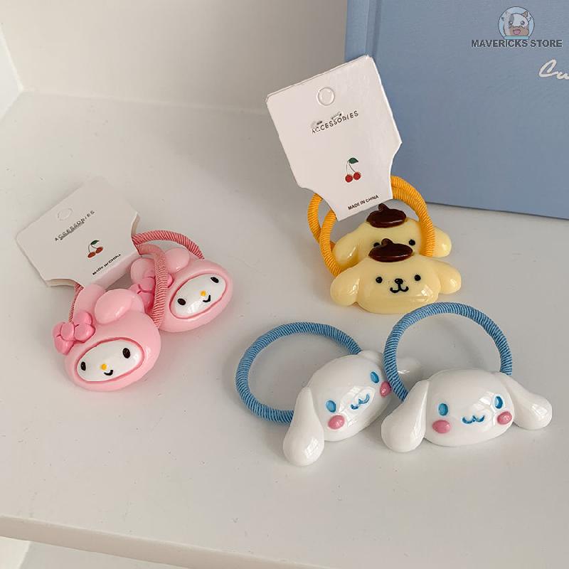 Dây buộc tóc co giãn hình chú chó cinnamon dễ thương phong cách Hàn Quốc
