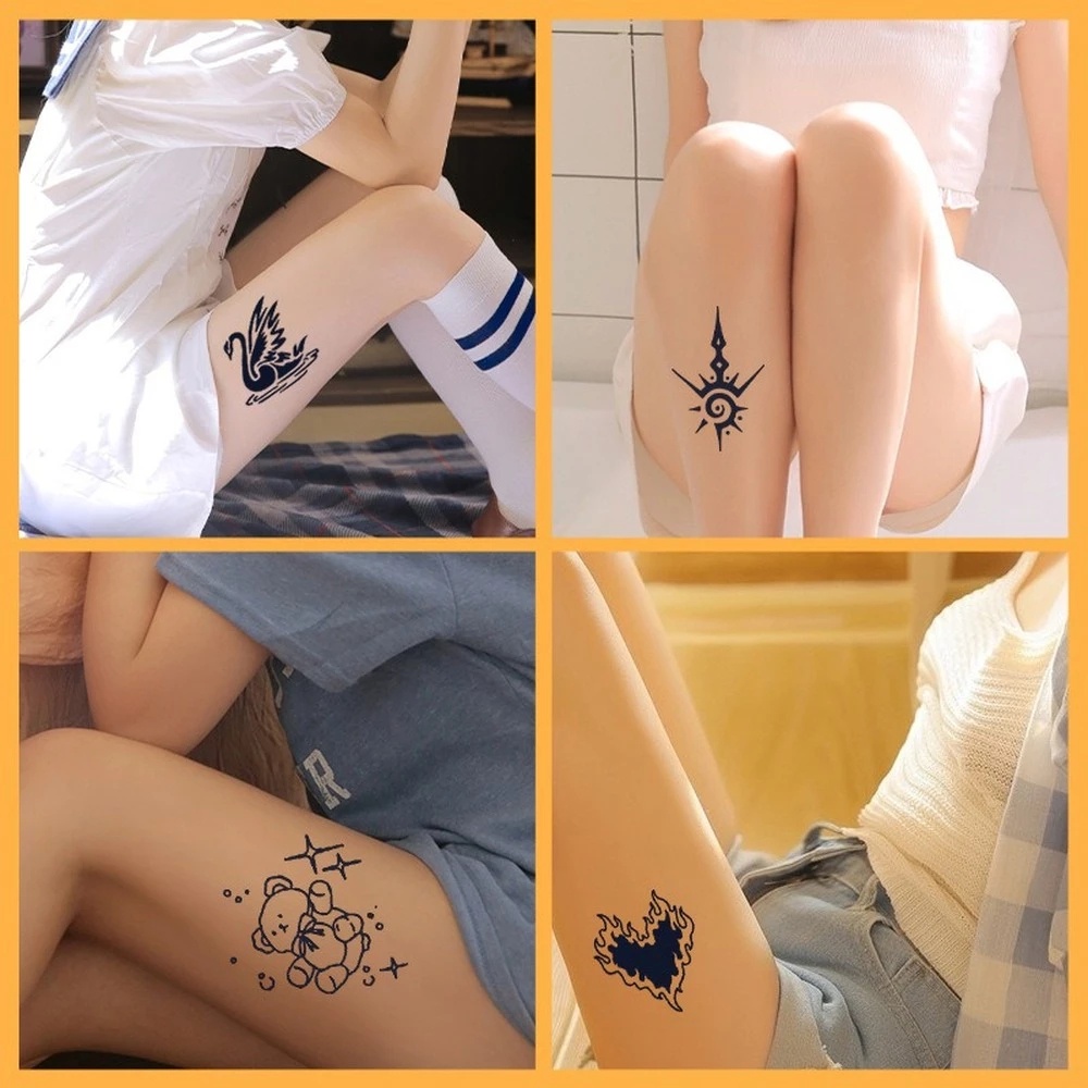 Miếng Dán Hình Xăm Tạm Thời Hình Hổ / Cá Voi / Mặt Trăng Màu Đen Chống Thấm Nước