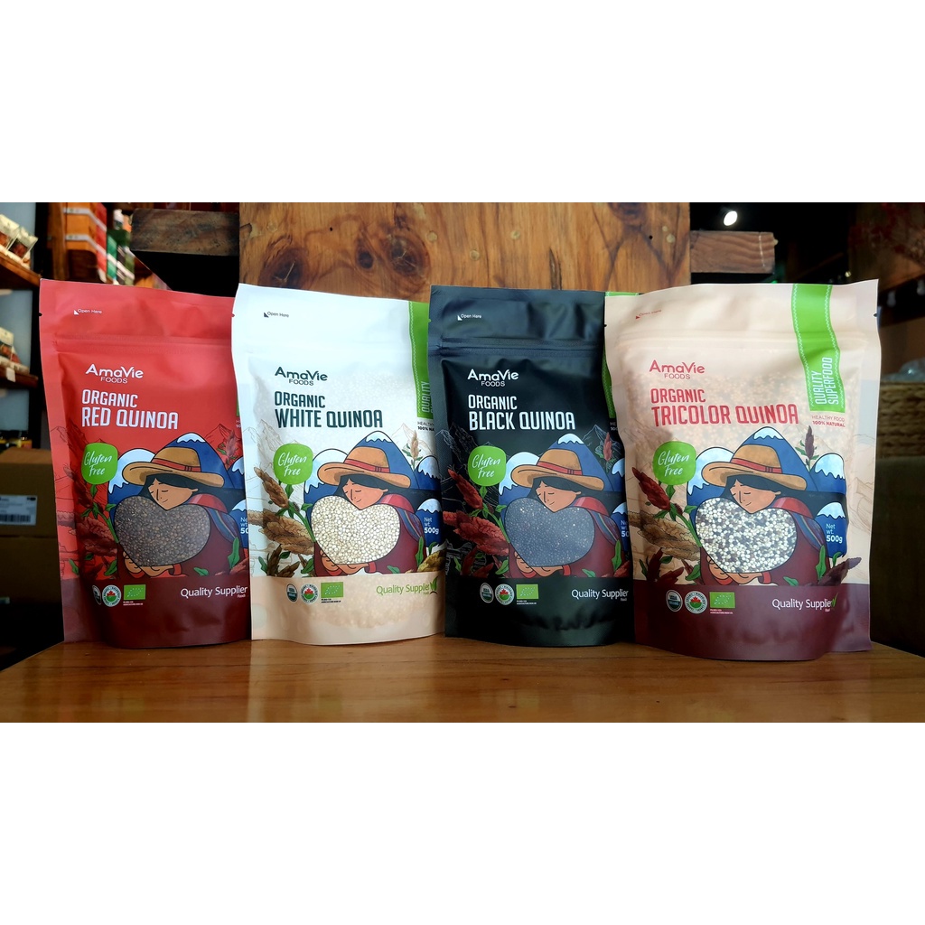 Hạt diêm mạch quinoa hữu cơ Amavie Foods 500g (diêm mạch trắng/ diêm mạch 3 màu)
