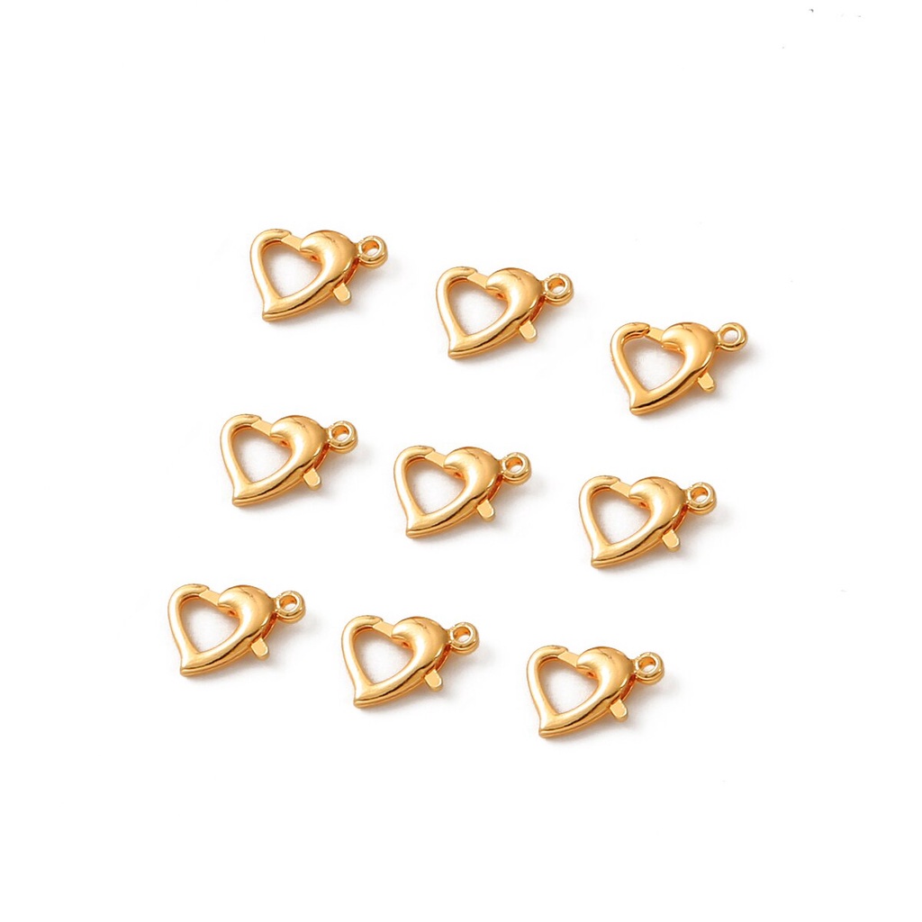 Set 1/4 Móc Khóa Hình Trái Tim Màu Vàng Đồng Làm Trang Sức DIY