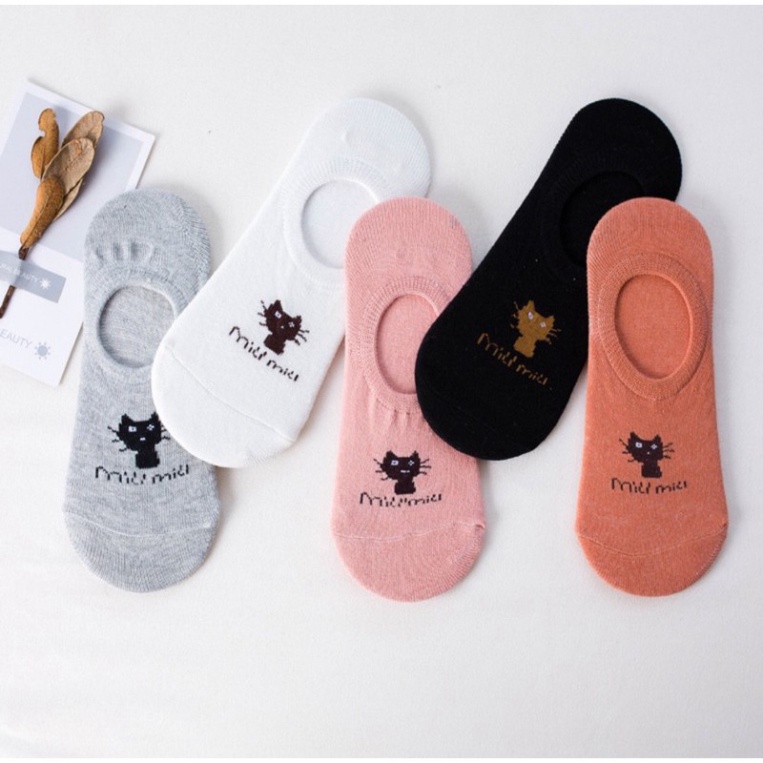 Sét 10 đôi tất hài nữ hình mèo chất cotton EMY