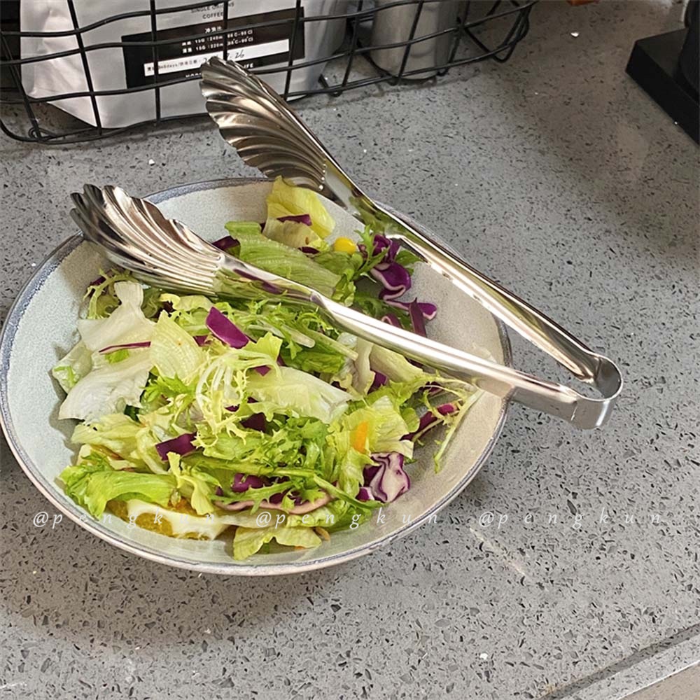 Kẹp Gắp Thức Ăn Bằng Thép Không Gỉ Hình Vỏ Sò Tiện Dụng