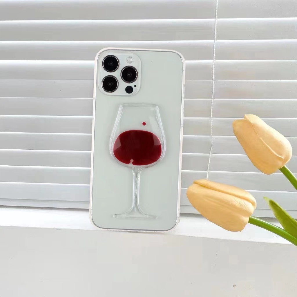 Ốp Điện Thoại Kim Tuyến Nước Hình Ly Rượu Cho iPhone 13 12 11 Pro Max 7 8 Plus X XS Max XR