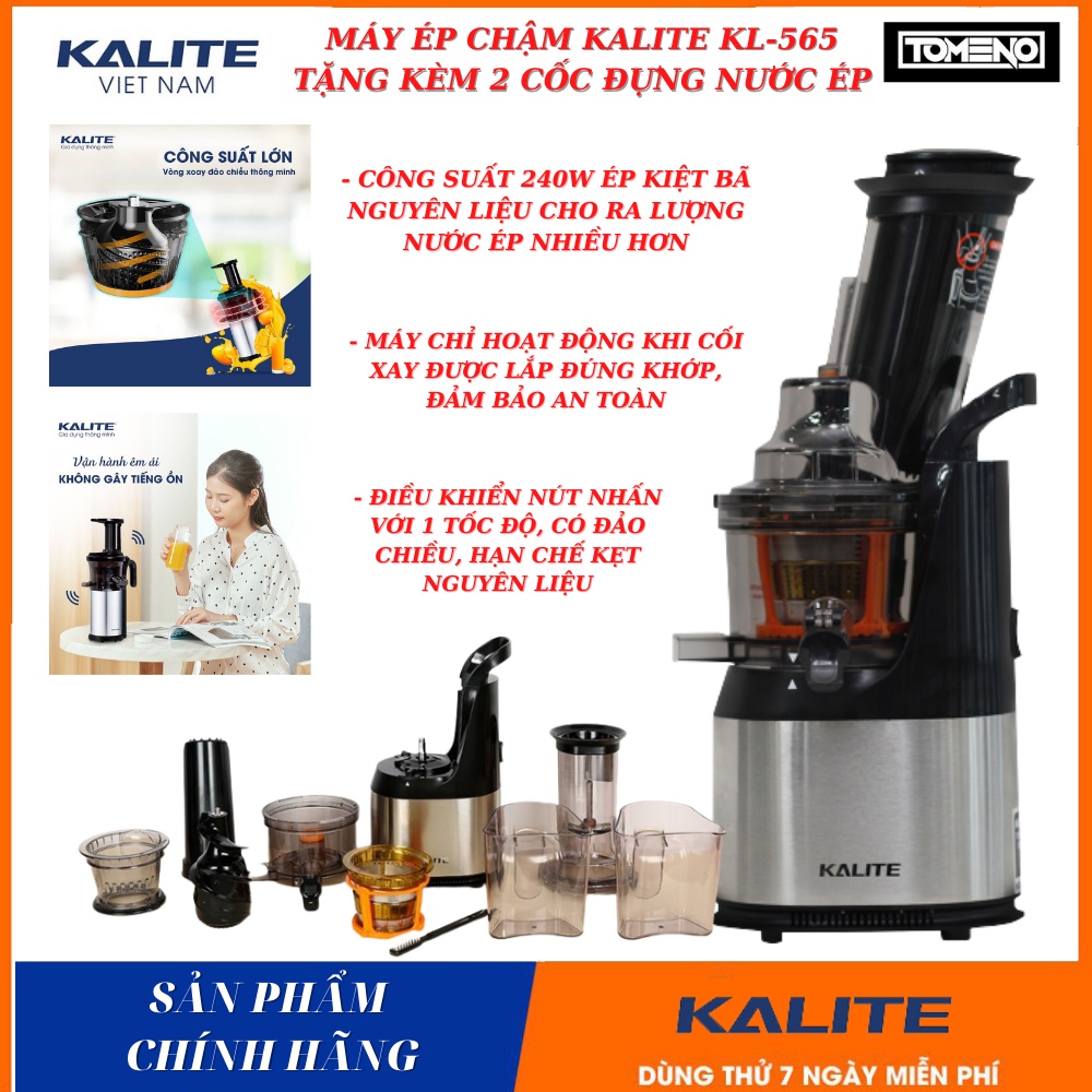 Máy ép chậm đa năng Kalite KL-565 , máy ép trái cây , rau củ quả , tặng 2 cốc đựng nước , an toàn , vệ sinh