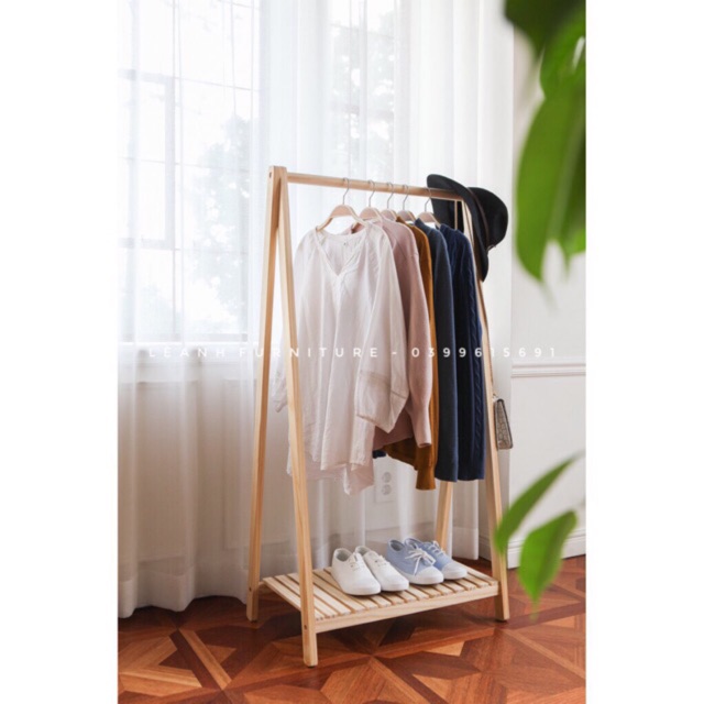 GIÁ TREO QUẦN ÁO CHỮ A KIỂU HÀN 1 TẦNG SIZE S MÀU GỖ TỰ NHIÊN - A HANGER 1FS