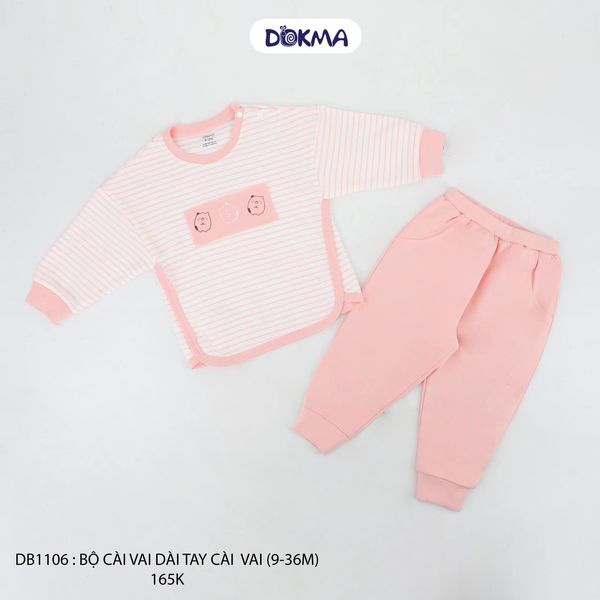 Bộ cài vai dài tay cotton dày Dokma DB1106 (9-36m)
