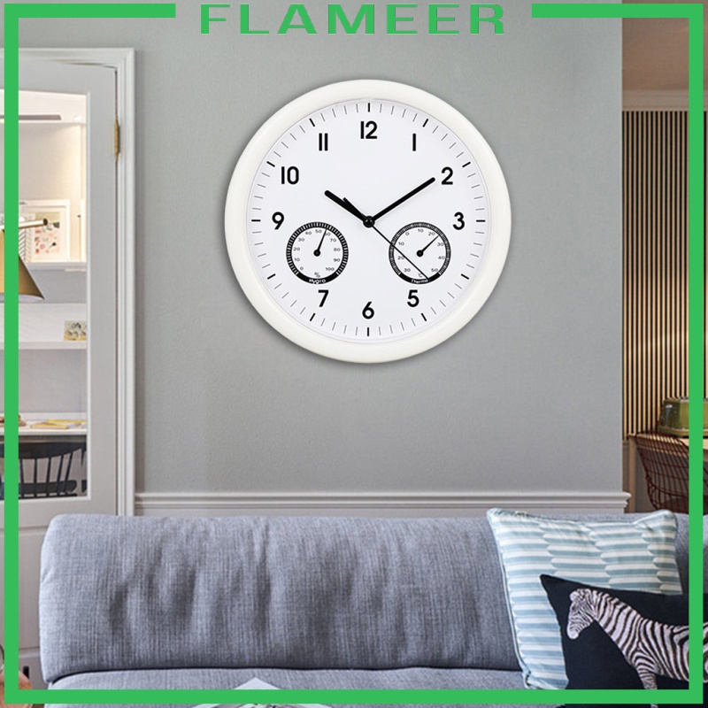 [FLAMEER]Wall Clock Temperature and Humidity Display for Kitchen Bedroom Decor