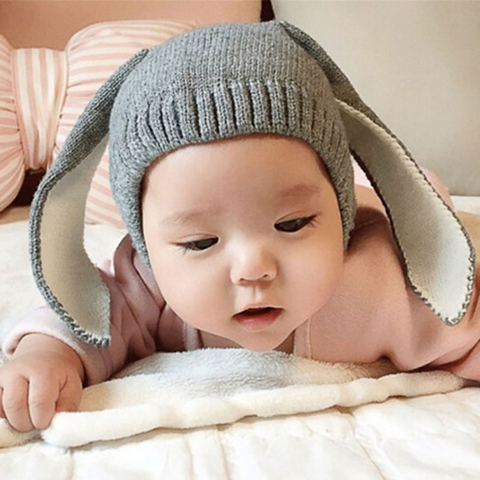Mũ len tai thỏ phong cách đáng yêu dành cho bé