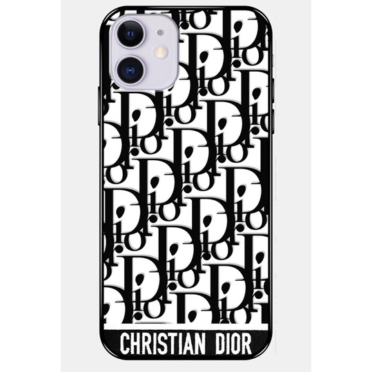Ốp lưng cứng viền đen hình logo DIOR sành điệu 5/5s/6/6plus/6s/7/7plus/8/8plus/x/xr/xs/11/12/pro/max