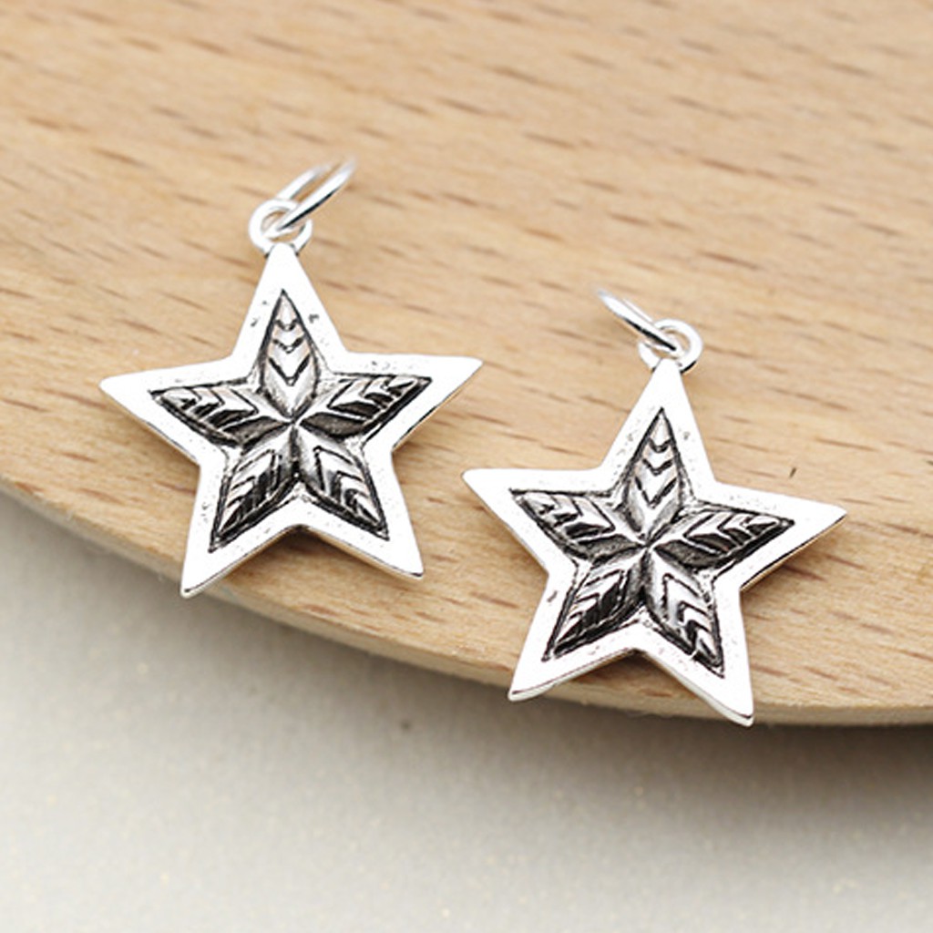 Phụ kiện Charm bạc Mặt hình ngôi sao năm cánh treo