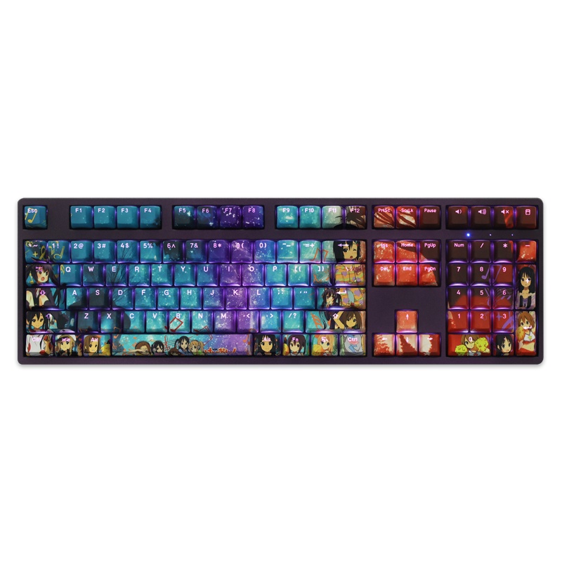 K-ON Theme Keycaps Hirasawa Yui Keycaps OEM Profile PBT Thuốc nhuộm thăng hoa Bàn phím cơ Keycaps Anime Keycaps ThroughL Light Keycaps 108 phím