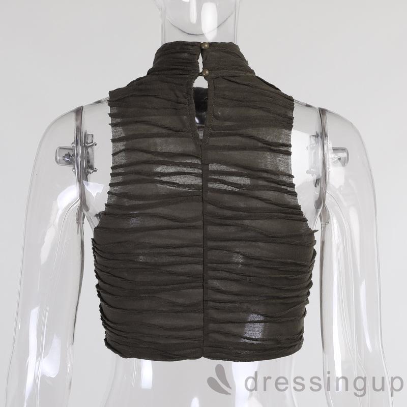 Áo Không Tay Cổ Lọ Màu Trơn Thiết Kế Độc Đáo Dành Cho Nữ | BigBuy360 - bigbuy360.vn