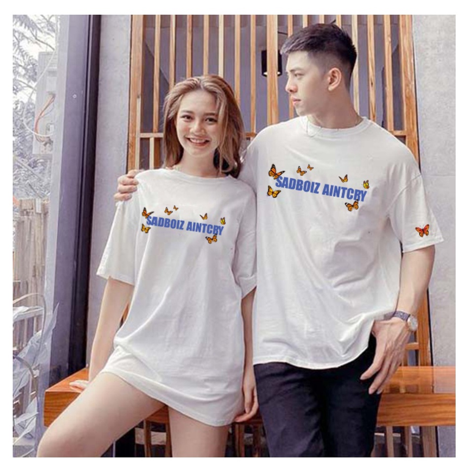 Áo thun tay lỡ Sadboiz Butterfly  BIGOMALL - Áo phông nam nữ unisex Freesize Form Rộng 65kg