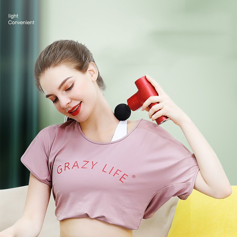 Máy massage cầm tay, súng massage cầm tay 4 đầu 6 chế độ trị nhức mỏi vai gáy, đau giãn cơ