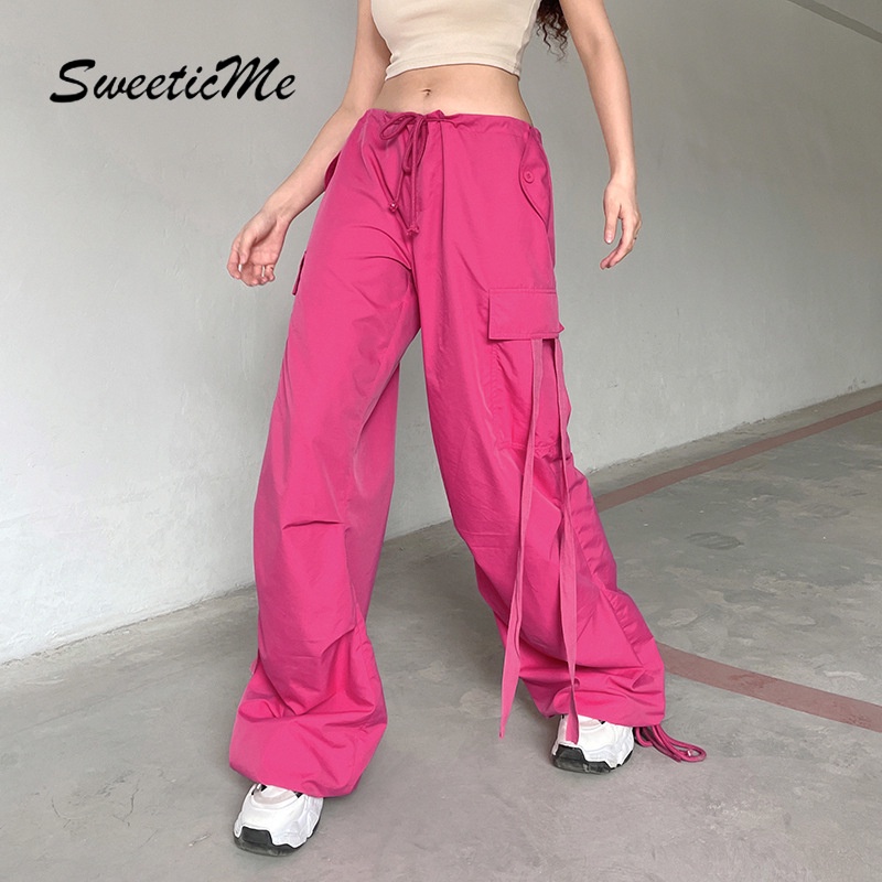 Quần Dài Ống Rộng SweeticMe Phong Cách Đường Phố Cá Tính Thời Trang Cho Nữ