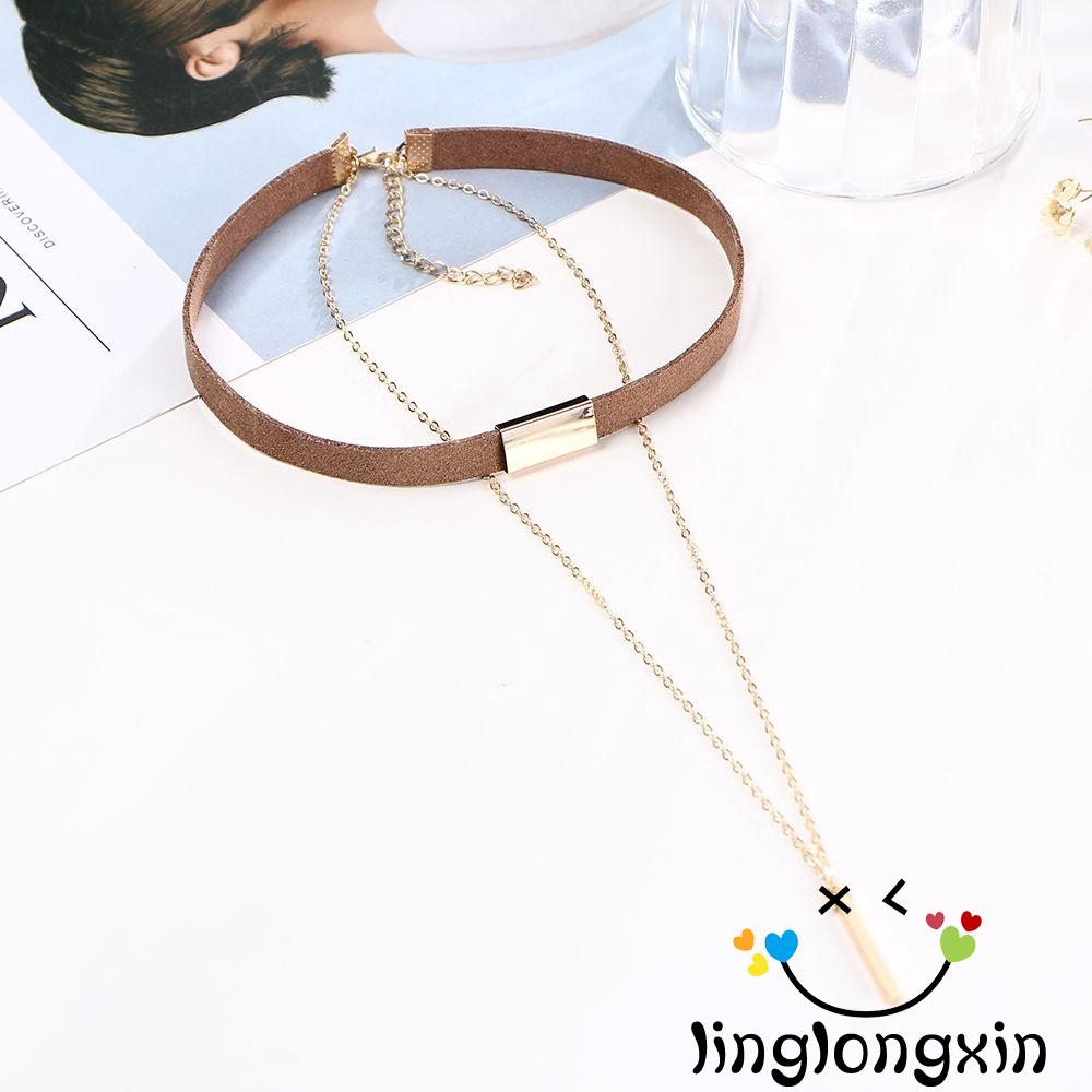 Vòng cổ choker 2 lớp nhung mạ vàng thời trang cho nữ