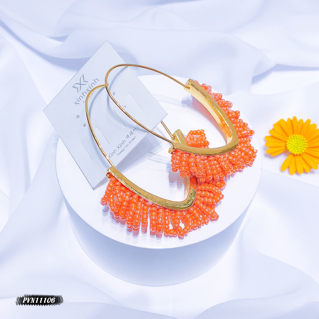 Khuyên tai, bông tai hình elip kết hạt - Xinh Xinh Accessories