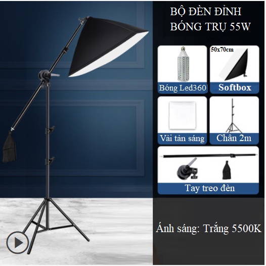 Đèn Đỉnh Softbox 50x70cm Chuyên Chụp Ảnh Mẫu, Quay Video Sản Phẩm, Thiết Bị Chiếu Sáng Chuyên Nghiệp