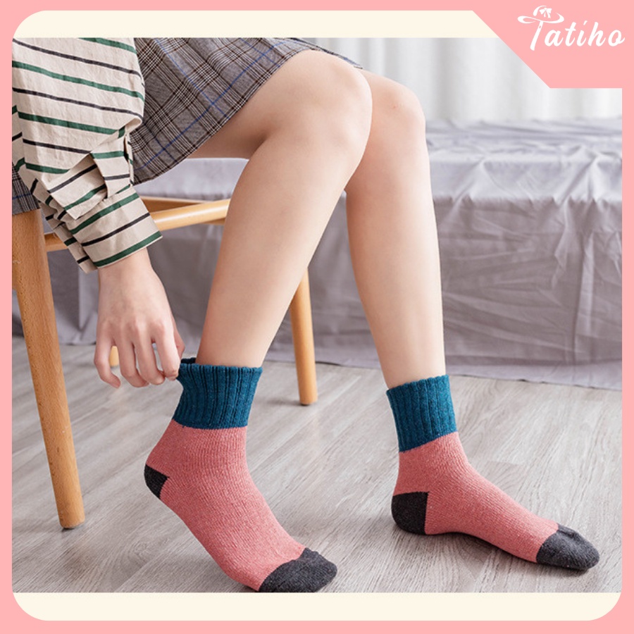 [Hàng Xịn, Giá Tốt] Vớ Tất Nam Nữ Unisex Cổ Cao Cotton Họa Tiết Phối Nhiều Màu Phong Cách Hàn Quốc Dễ Thương - Mã TV017