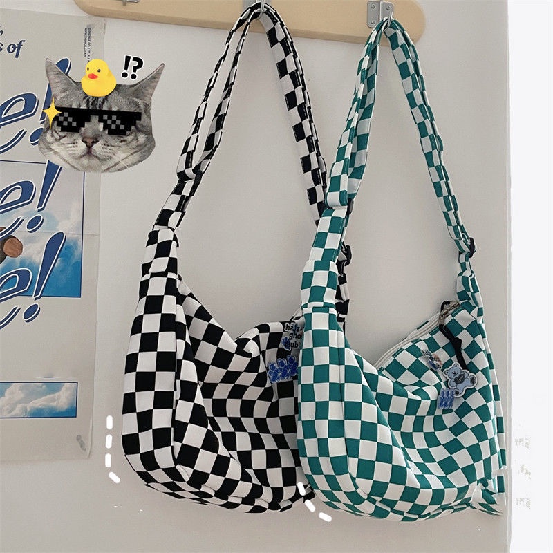 Túi Đeo Chéo Họa Tiết Sọc Caro Phong Cách Vintage Thời Trang Cho Nữ