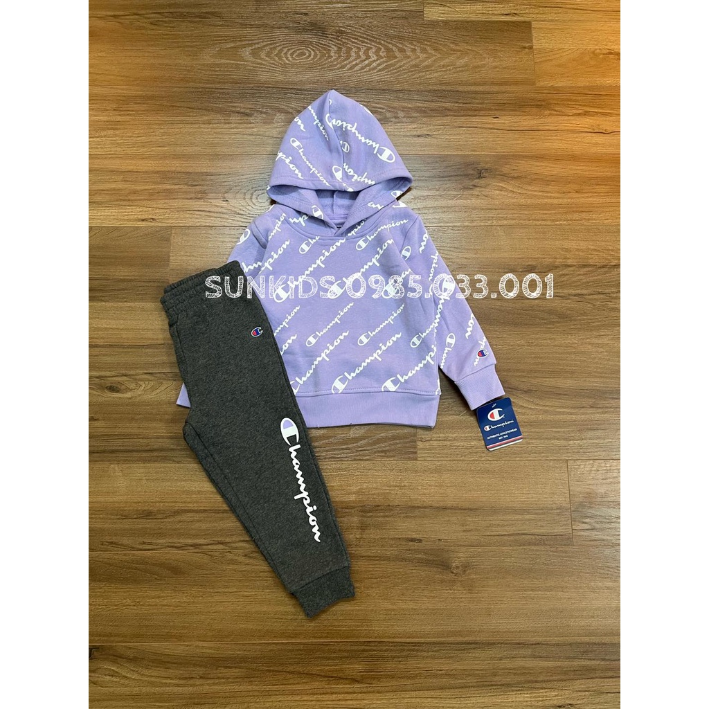 Bộ thu đông hoodie Champion cho bé