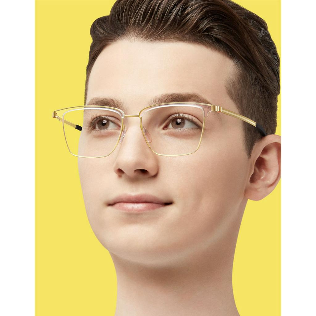 Mắt Kính V560 Tròng Vuông Nửa Gọng Siêu Nhẹ Siêu Co Giãn Không Đinh Ốc Màu Đỏ Đức Cho Nam Và Nữ