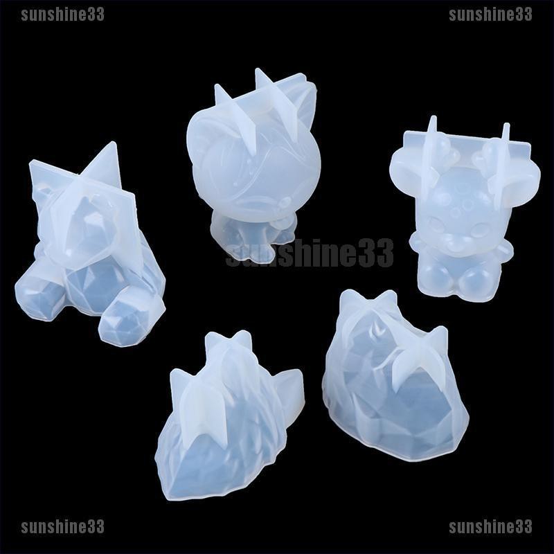 [MULINHE] Khuôn Silicon Hình Học Gấu Gương Nổi DIY