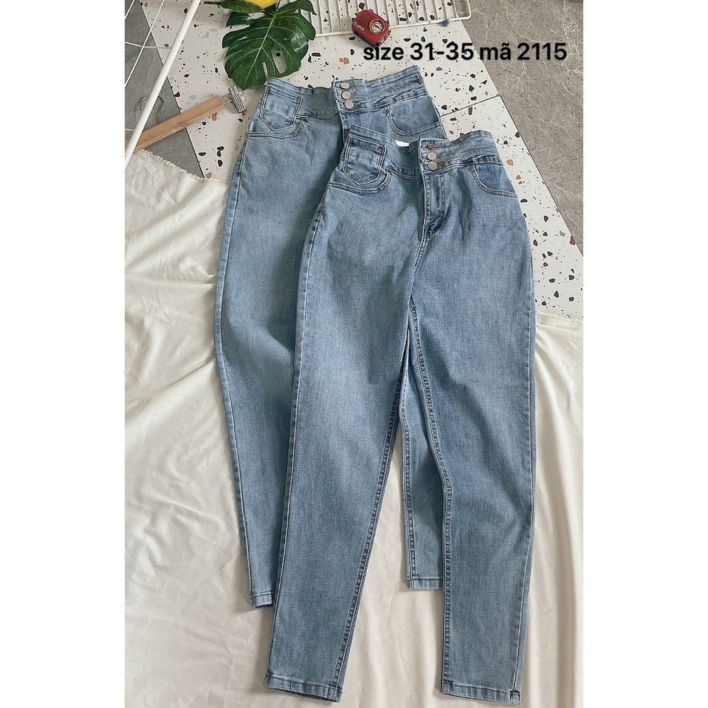 Quần jean nữ lưng cao siêu co giãn kiểu lưng 3 nút size đại từ 55kg - 80kg hàng VNXK thời trang bigsize 2KJean MS2115