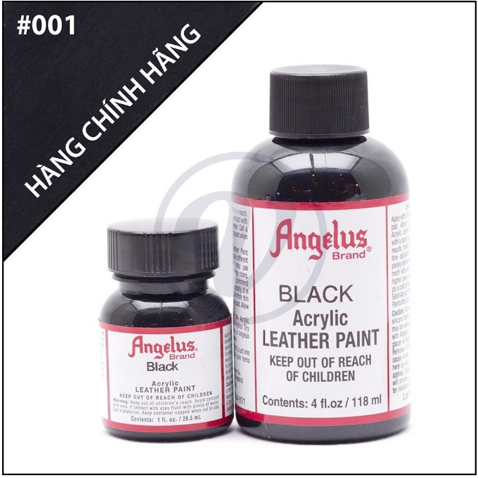 [CHÍNH HÃNG/LỌ NGUYÊN BẢN] BLACK 001- Màu Angelus Leather Paint Standard vẽ trên da, vải, custom giày [Giá sỉ/lẻ]