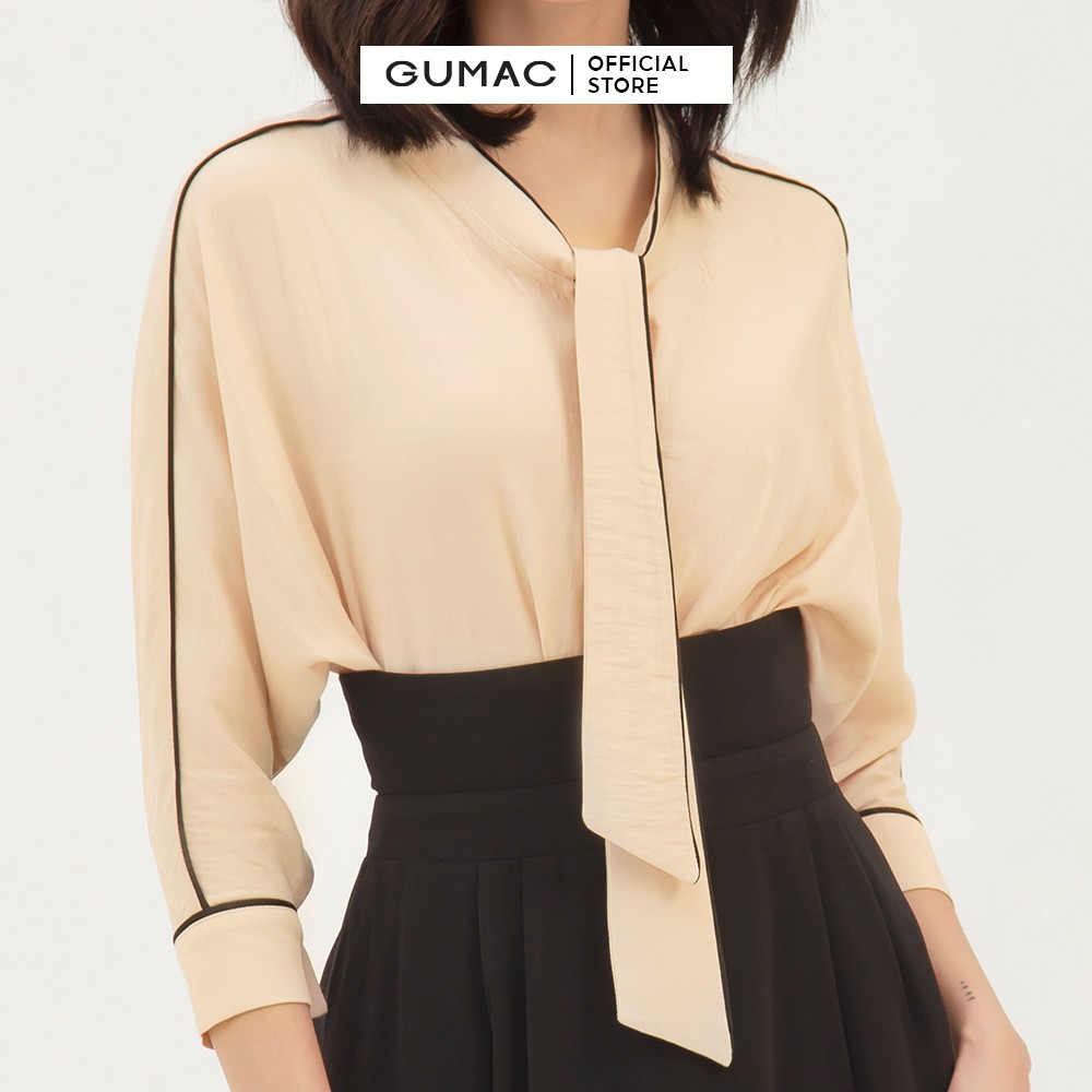 [Mã WABRGU giảm 50k đơn từ 0đ] Áo sơ mi nữ thiết kế tay dơi GUMAC màu be, đủ size, đồ công sở thanh lịch AB348 | BigBuy360 - bigbuy360.vn