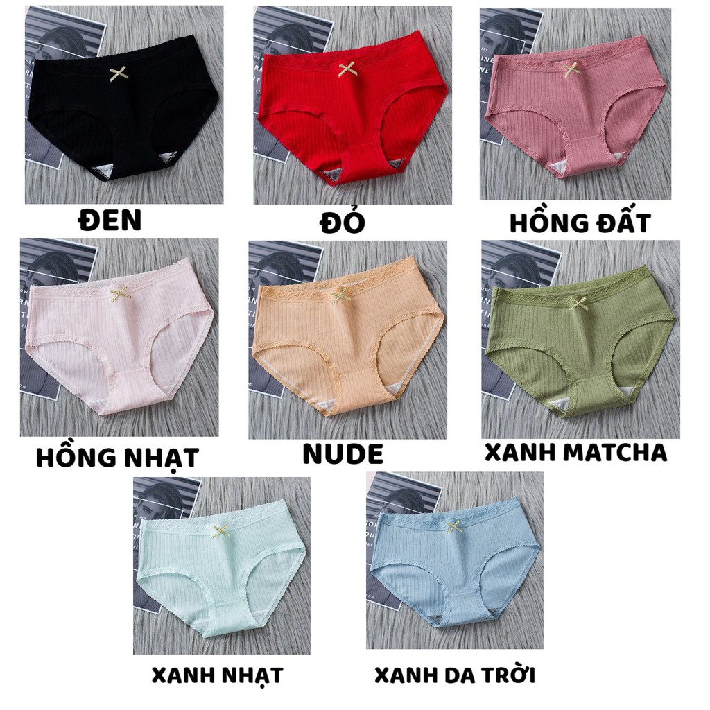 Quần Lót Nữ ❤️FREESHIP❤️ Quần Lót Cotton gân tăm phối viền ren đính nơ điệu đà mã U8 | BigBuy360 - bigbuy360.vn