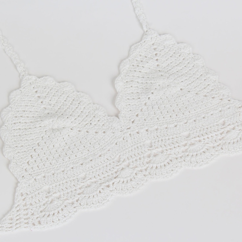 Xiangbao Áo Ngực Dệt Kim Khoét Rỗng Gợn Sóng Phong Cách Boho Đi Biển Cho Nữ Cr