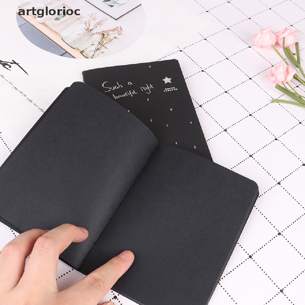 {artglorioc} Black Paper Sketch Book Diary Soft Cover For Drawing Painting School Supplies hye