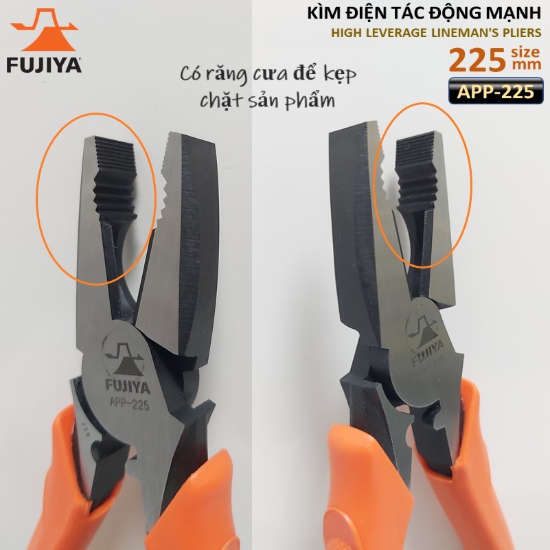 Mezoha | Kìm Điện Tác Động Mạnh Kèm Bấm Đầu Cos APP-225 Fujiya 9/225mm