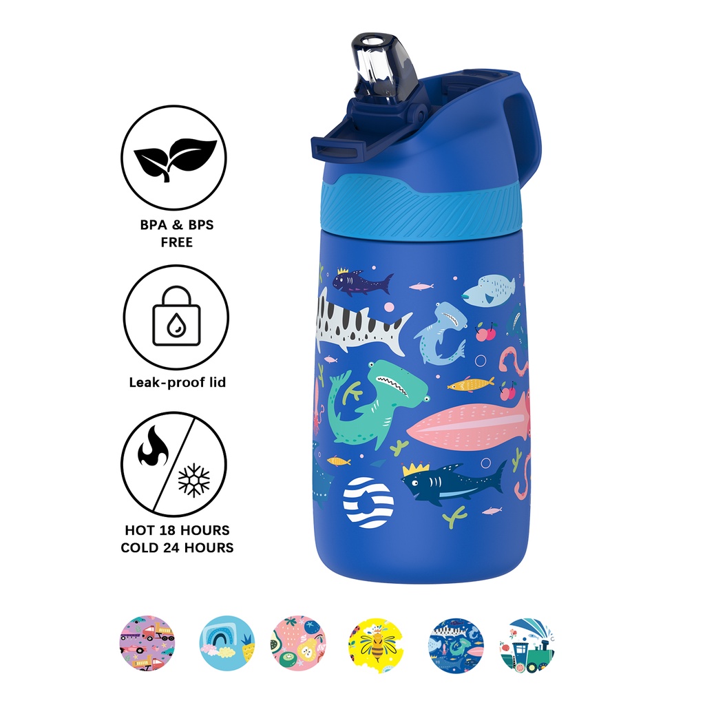 Bình Đựng Nước Giữ Nhiệt Bằng Thép Không Gỉ 350ml / 12oz Kèm Ống Hút Chống Rò Rỉ Dành Cho Bé