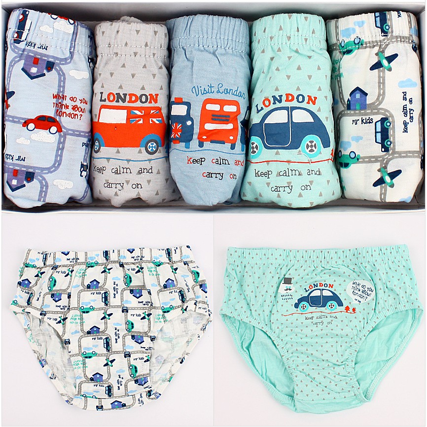 [Tổng Hợp 3] Set 5 quần lót tam giác bé trai Hàn Quốc 100% vải cotton thoáng mát, an toàn cho sức khỏe của trẻ em