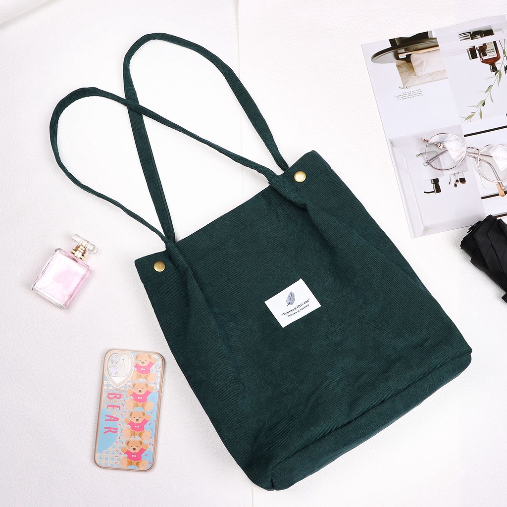 Túi tote đeo vai bằng vải nhung cỡ lớn nhiều màu thời trang cho nữ